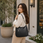 Women's Black Premium Leather Shoulder Bag - Image 4