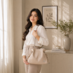 Women's Premium Cream Leather Shoulder Bag - Image 2