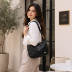Leather Ruched Handle Shoulder Hobo Bag - Image 4