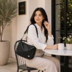 Leather Ruched Handle Shoulder Hobo Bag - Image 3