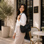 Leather Ruched Handle Shoulder Hobo Bag - Image 2