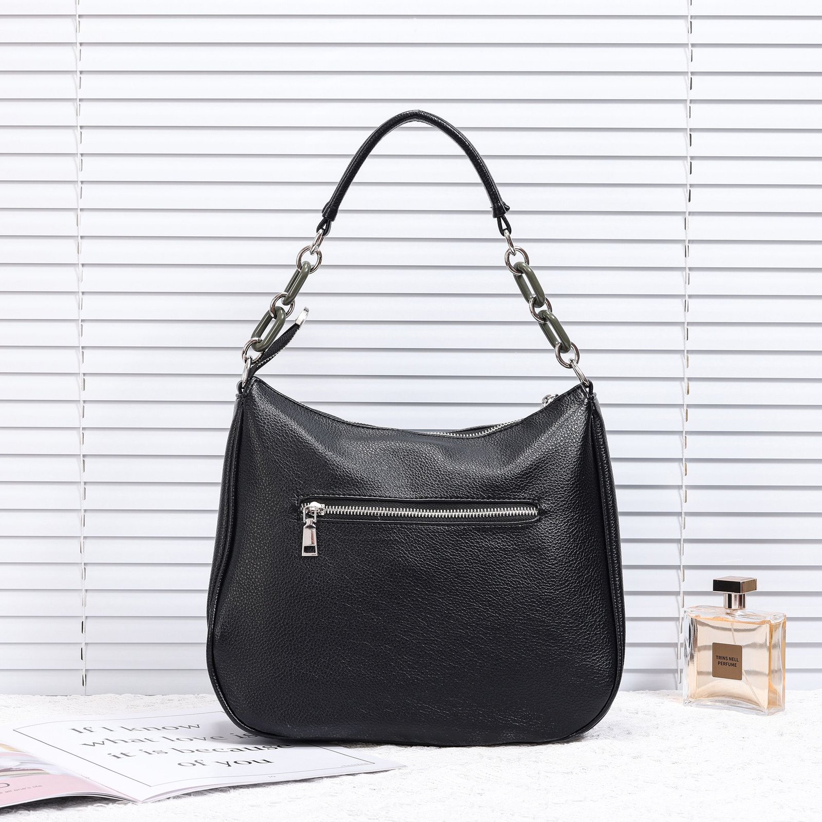 WhatsApp Image 2026-06-26 at 11.21.19 PM Women's Black Premium Leather Shoulder Bag - Image 1