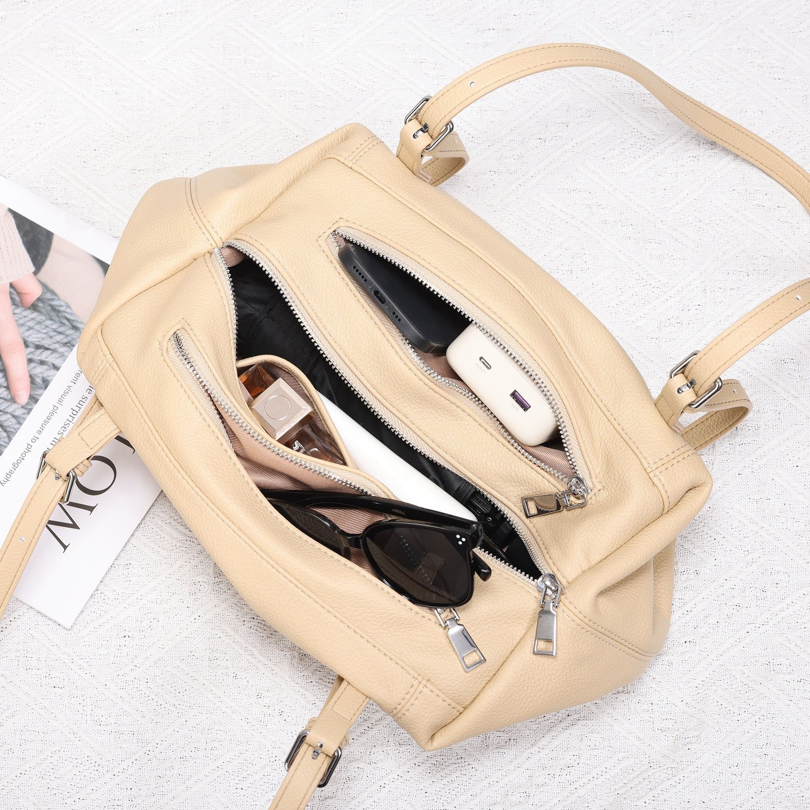WhatsApp Image 2026-06-26 at 11.21.21 PM Women's Premium Cream Leather Shoulder Bag - Image 1
