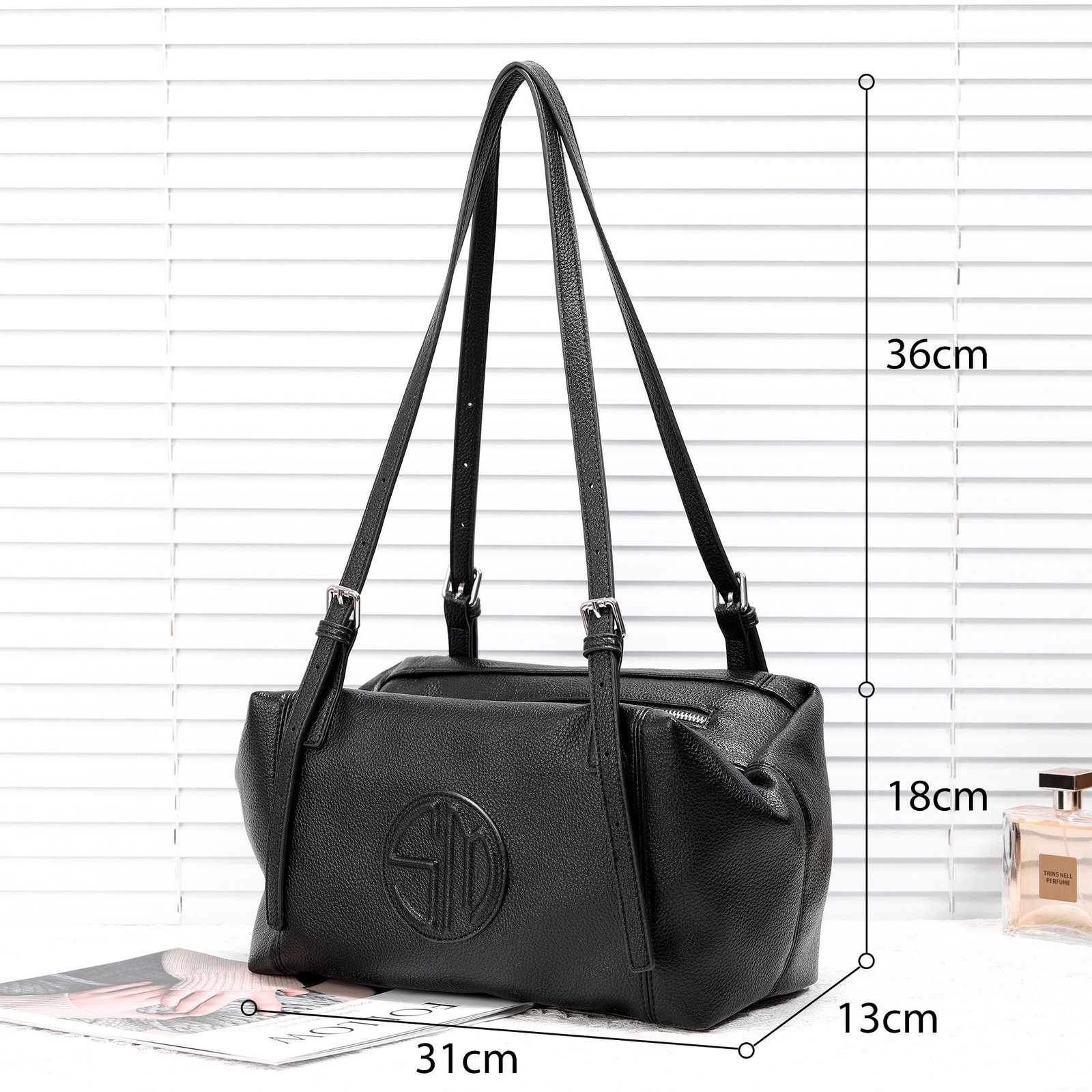 WhatsApp Image 2026-06-26 at 11.21.23 PM Black Pebbled PU Shoulder Tote Bag - Image 1