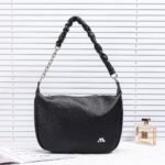 Leather Ruched Handle Shoulder Hobo Bag