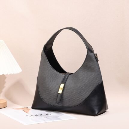 Grey & Black Hobo Shoulder Bag
