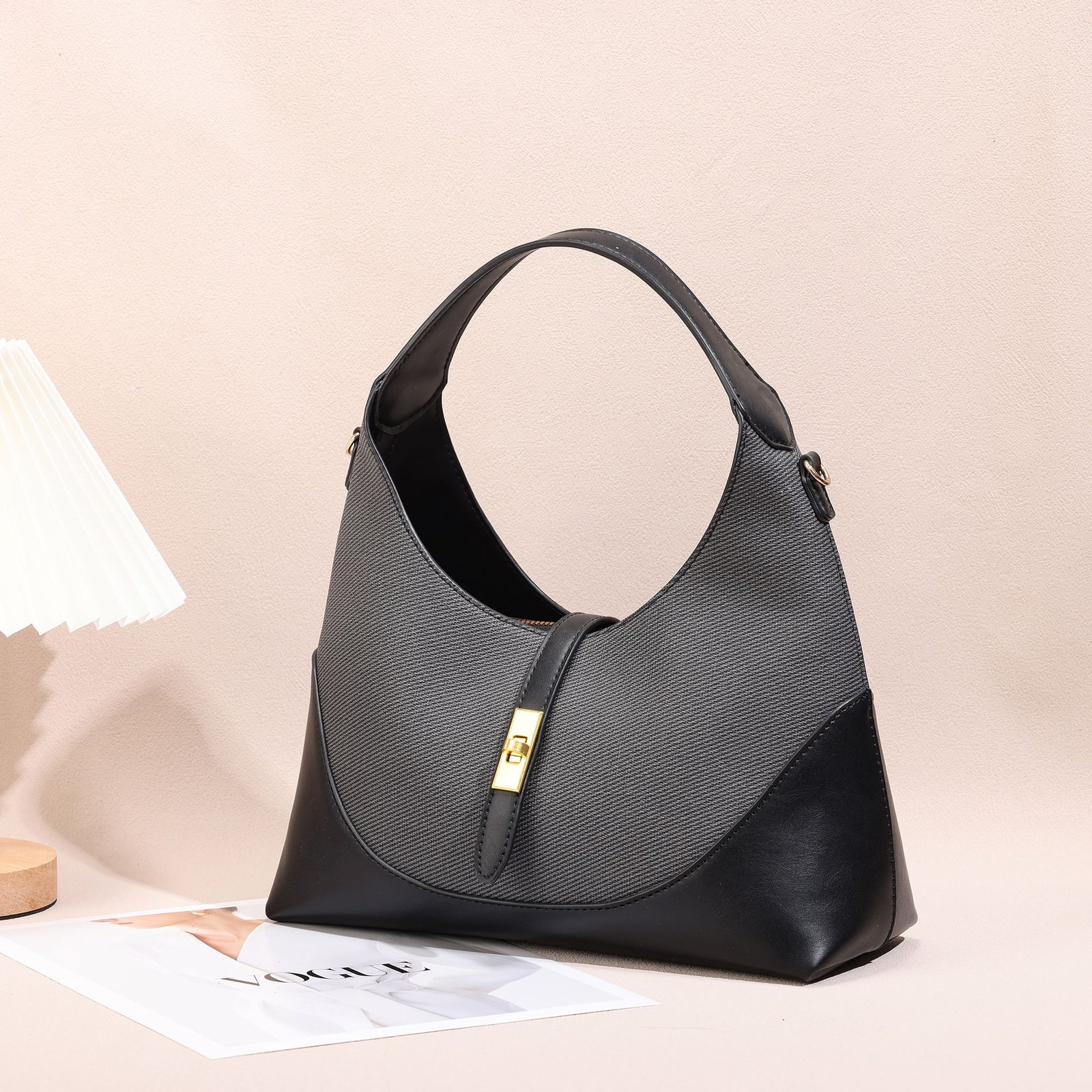 WhatsApp Image 2026-06-26 at 11.21.50 PM Grey & Black Hobo Shoulder Bag - Image 1