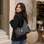 Grey & Black Hobo Shoulder Bag - Image 4