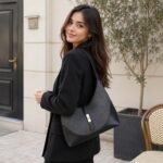 Grey & Black Hobo Shoulder Bag - Image 3